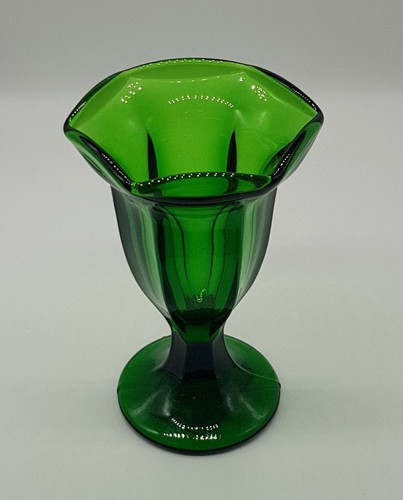 Heavy green glass sundae - glass,