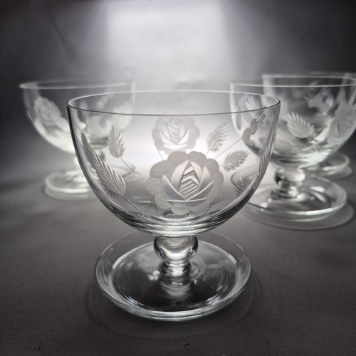Vintage etched glass - 4x,
